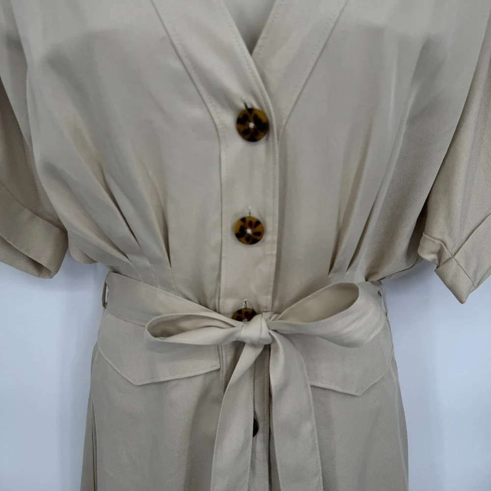 Scotch & Soda Utility Button Front Dress Womens S Khaki Tan Tencel Belt Pockets - Picture 8 of 13